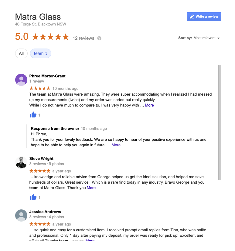 Matra Glass & Plastics is thrilled to share our 5 STAR customer reviews! ⭐⭐⭐⭐⭐